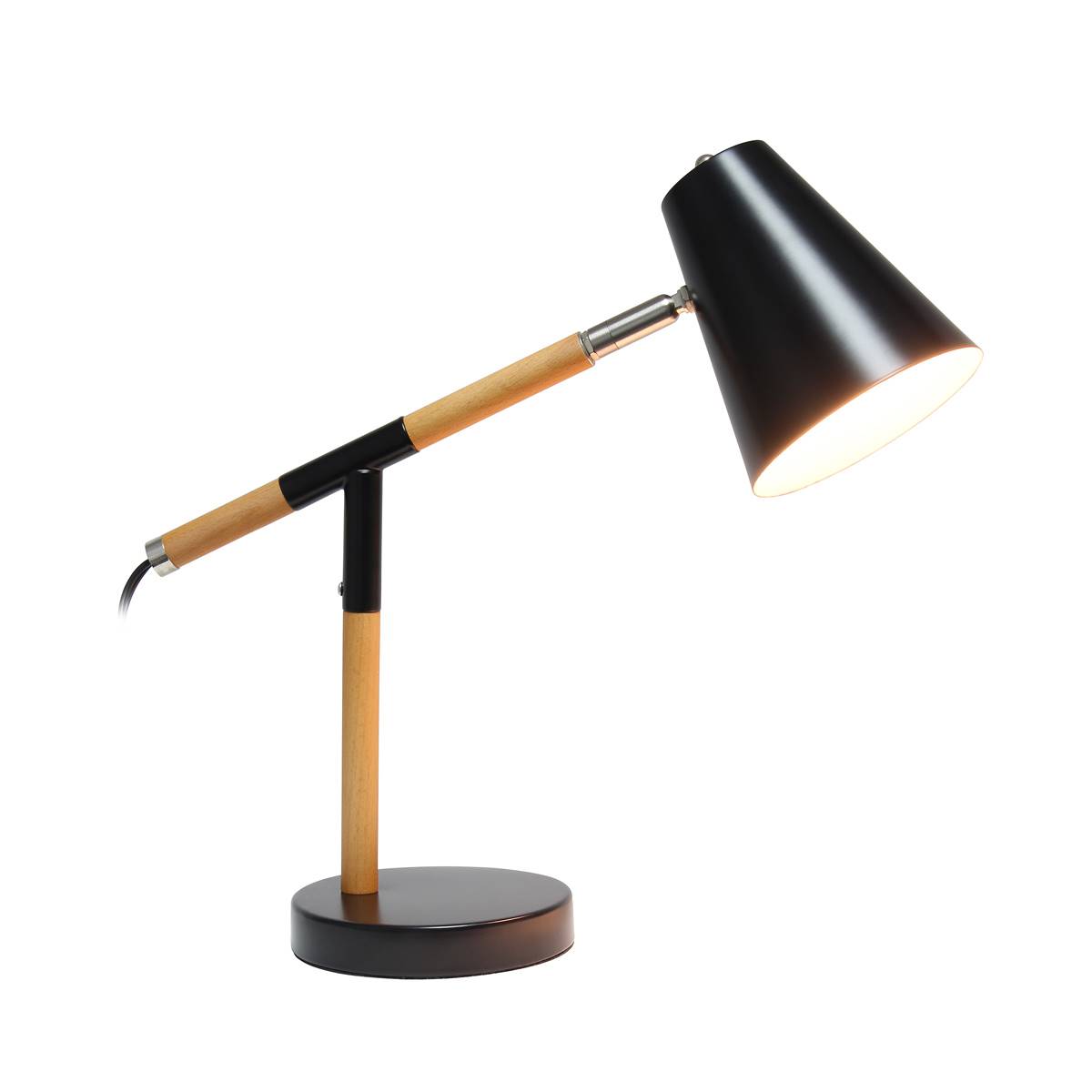 Simple Designs Matte Finish And Wooden Pivot Desk Lamp