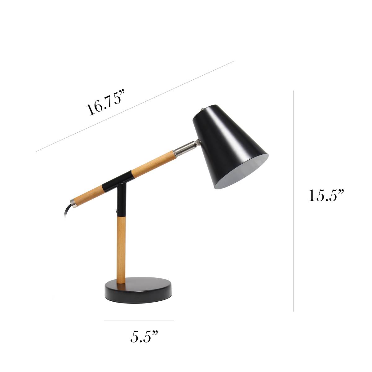 Simple Designs Matte Finish And Wooden Pivot Desk Lamp