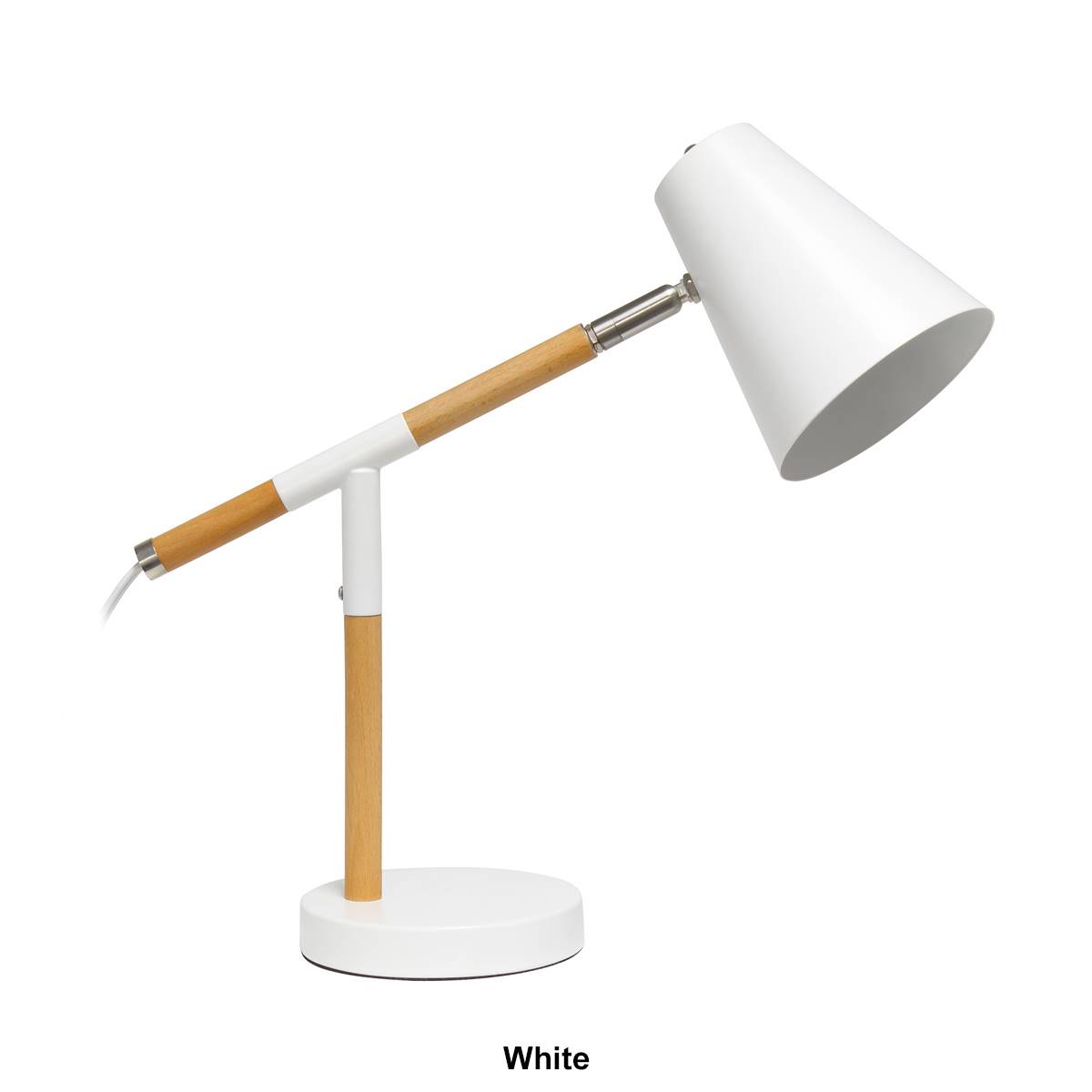 Simple Designs Matte Finish And Wooden Pivot Desk Lamp