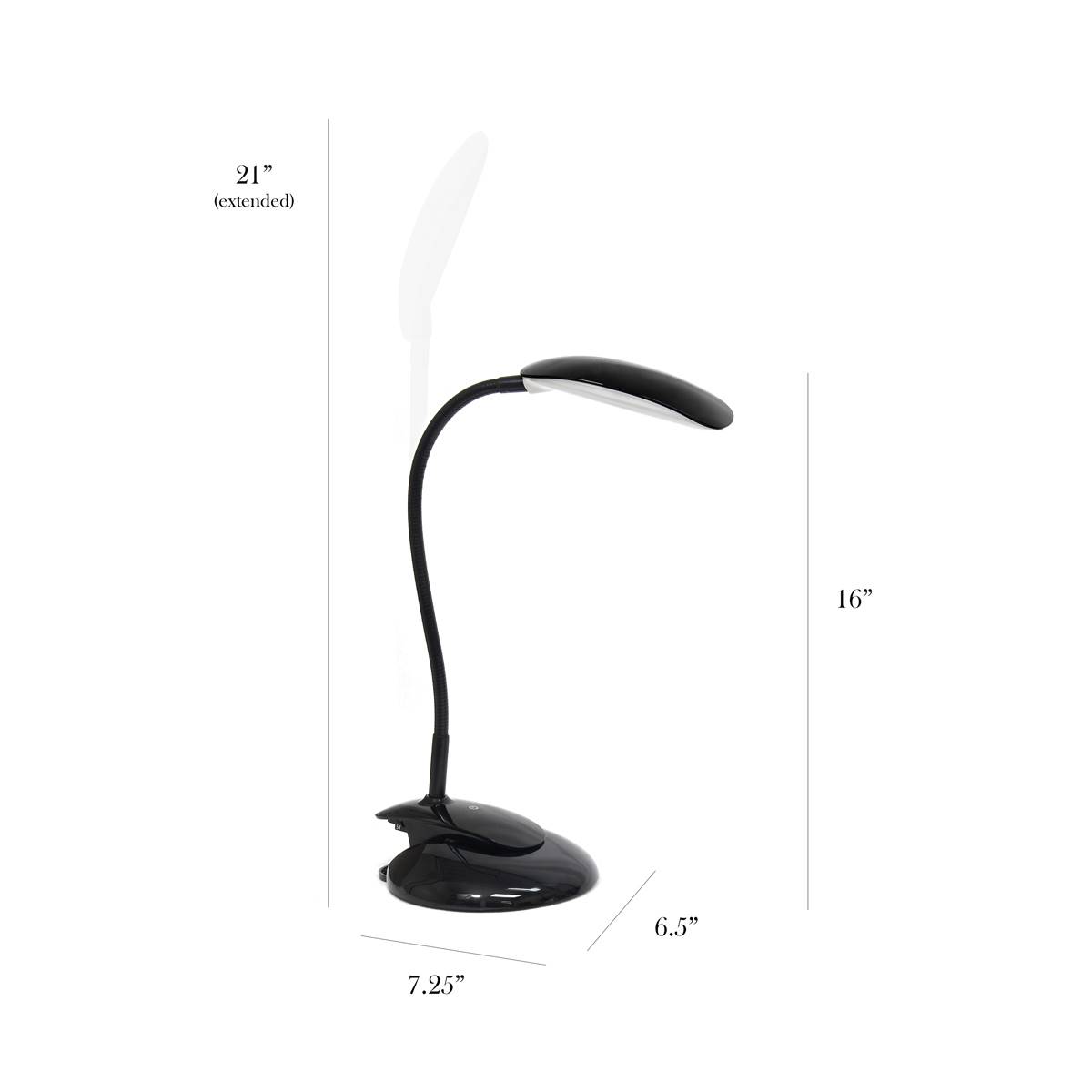 Simple Designs Black Basic Metal Desk Lamp W/Flexible Hose Neck