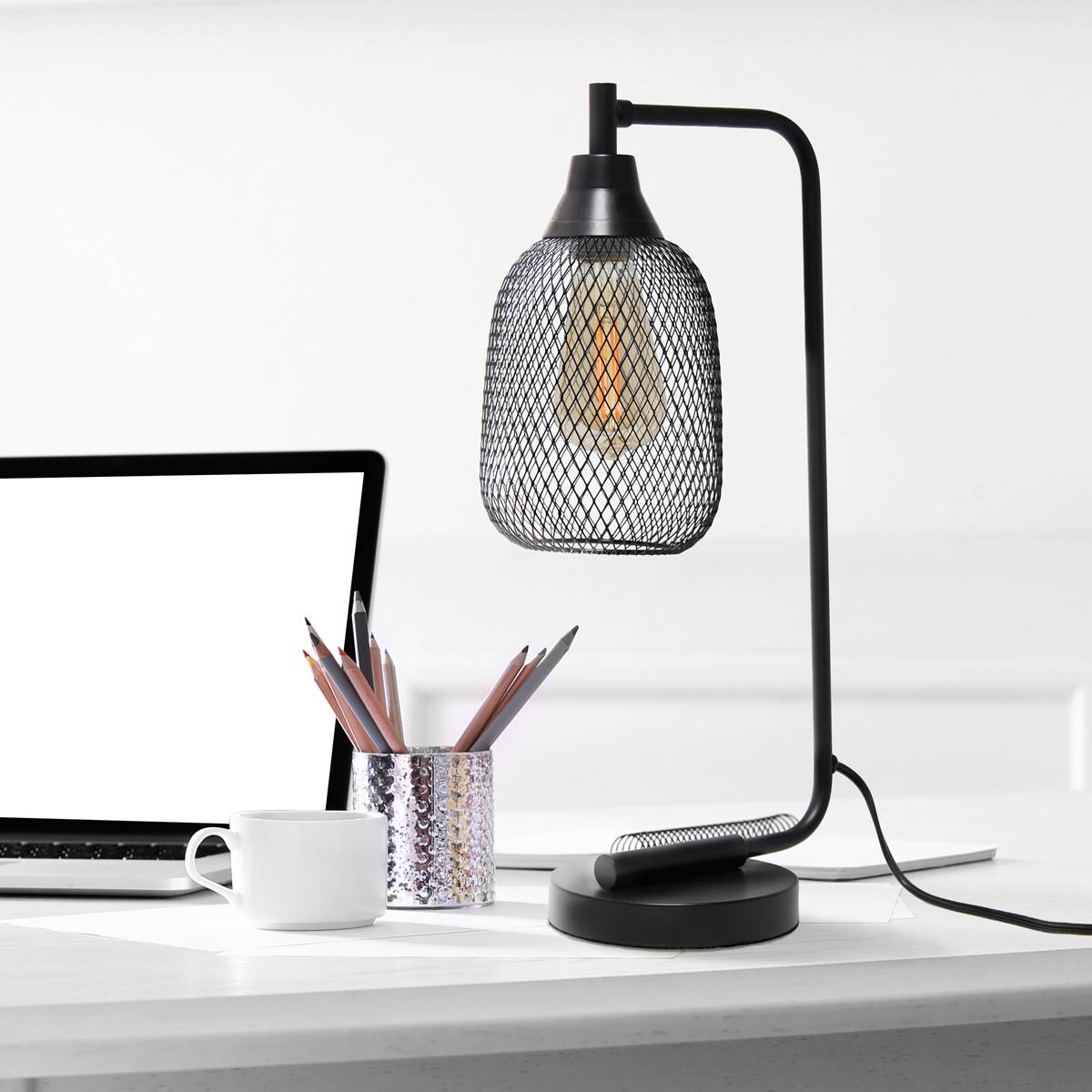 Lalia Home Studio Loft Industrial Mesh Desk Lamp