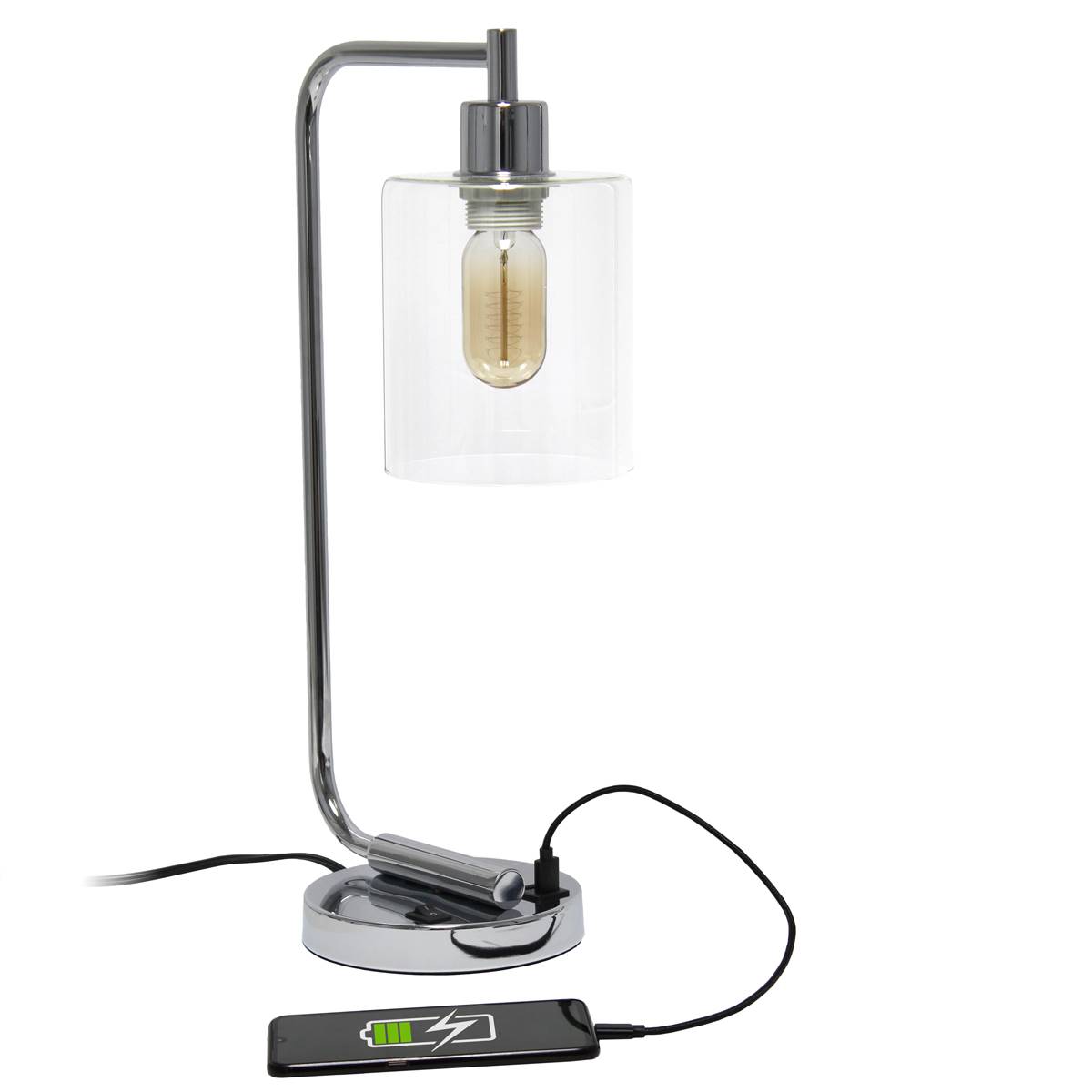Lalia Home Studio Loft Iron USB Port Gloss Finish Desk Lamp