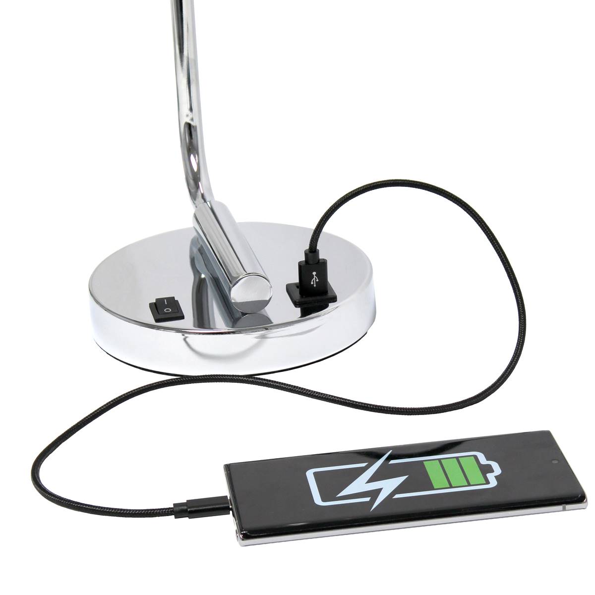 Lalia Home Studio Loft Iron USB Port Gloss Finish Desk Lamp