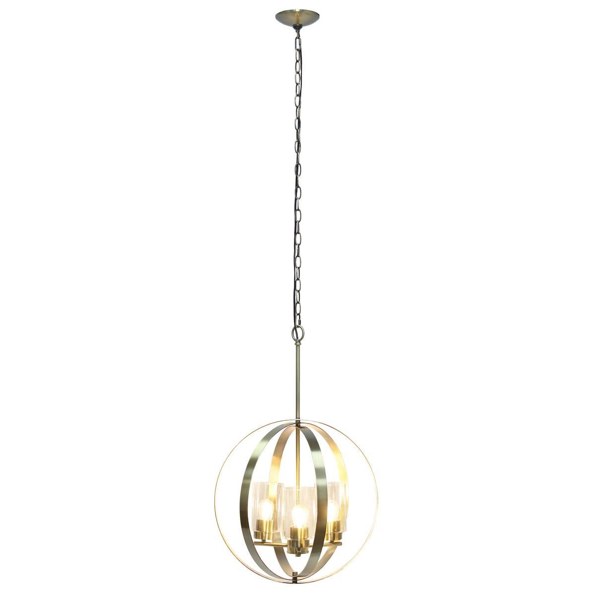 Lalia Home 3-Light 18in Globe Hanging Clear Glass Ceiling Pendant