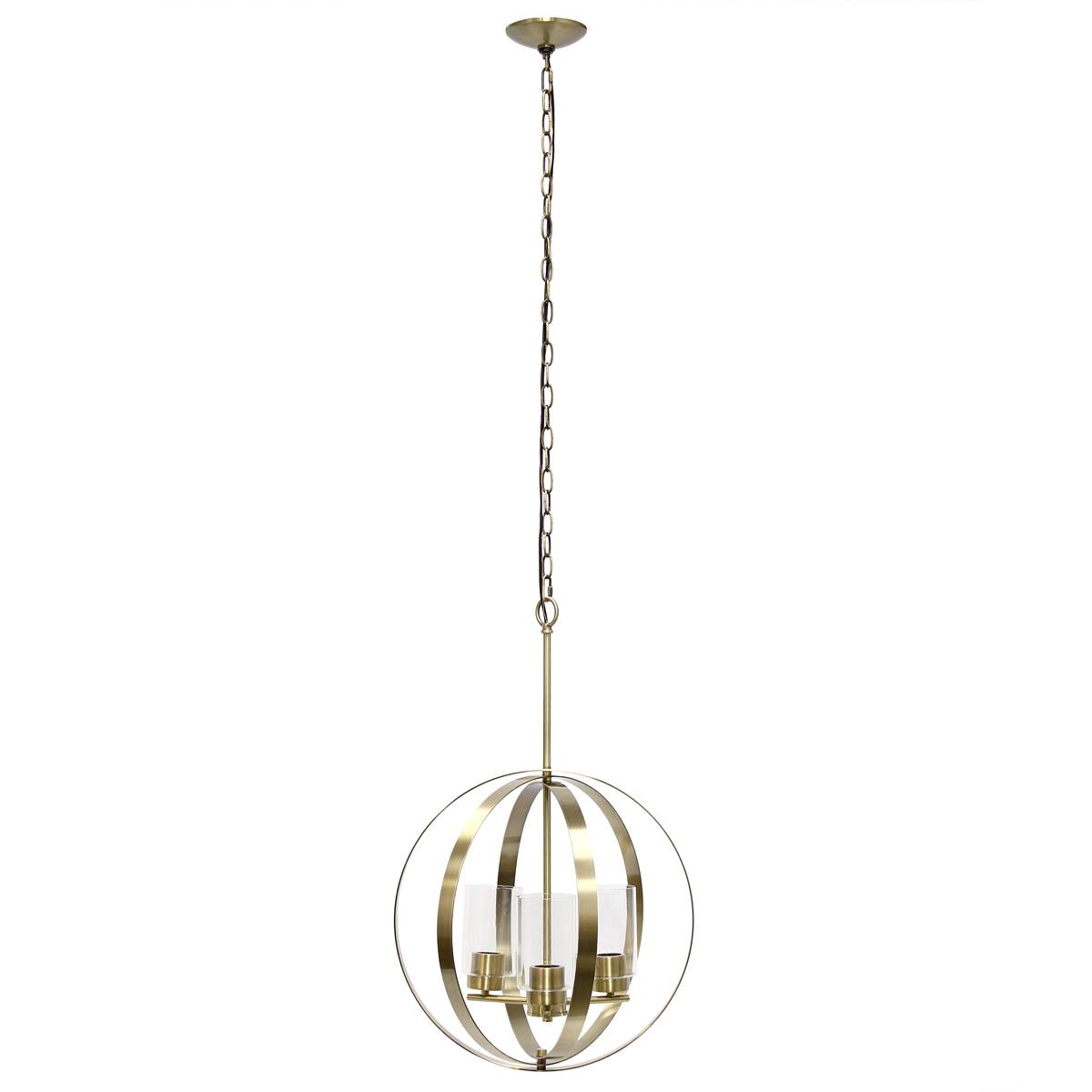 Lalia Home 3-Light 18in Globe Hanging Clear Glass Ceiling Pendant