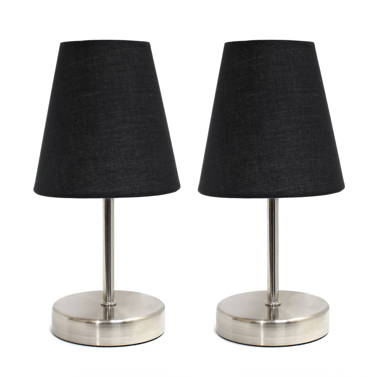 Simple Designs Sand Nickel Mini Basic Table Lamp w/Shade-Set of 2