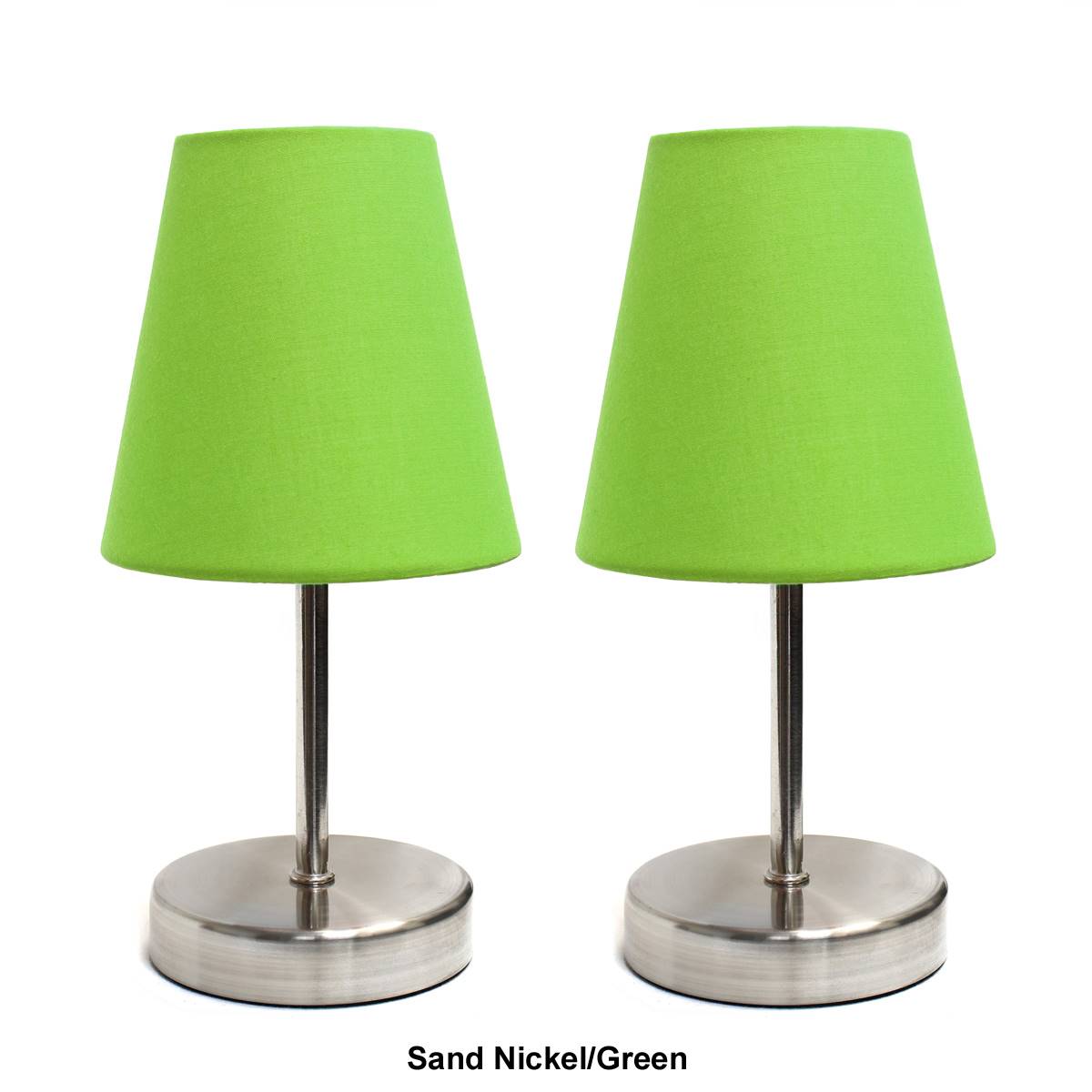 Simple Designs Sand Nickel Mini Basic Table Lamp W/Shade-Set Of 2