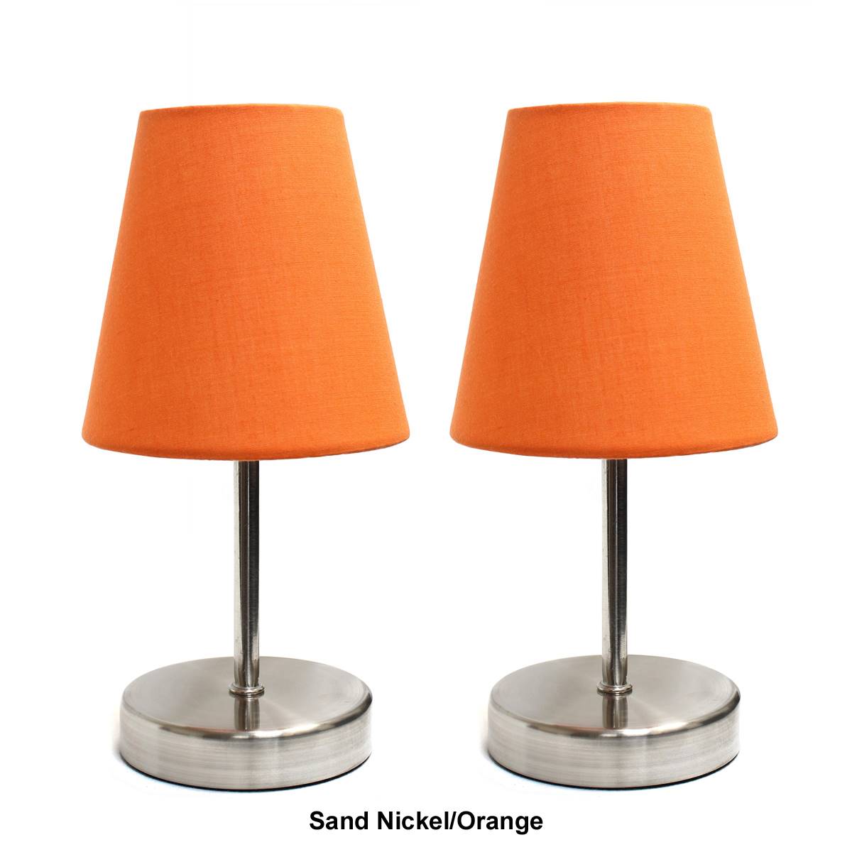 Simple Designs Sand Nickel Mini Basic Table Lamp W/Shade-Set Of 2