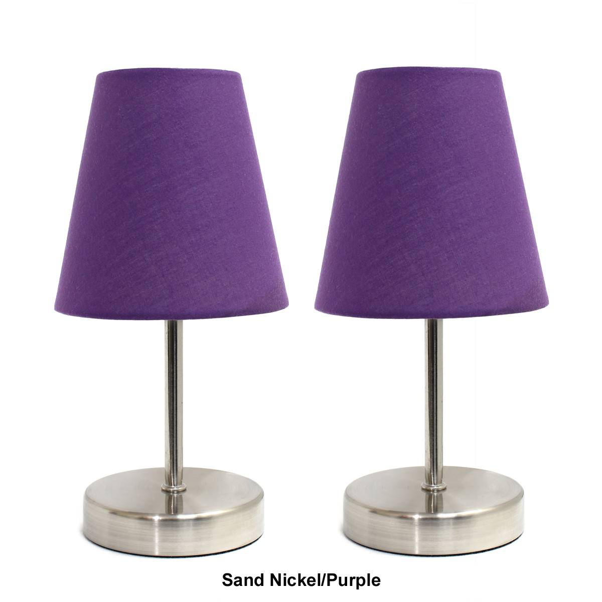 Simple Designs Sand Nickel Mini Basic Table Lamp W/Shade-Set Of 2