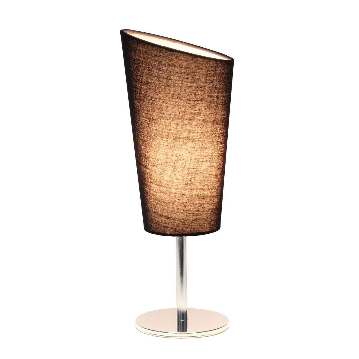 Simple Designs Mini Chrome Mini Table Lamp W/Angled Fabric Shade