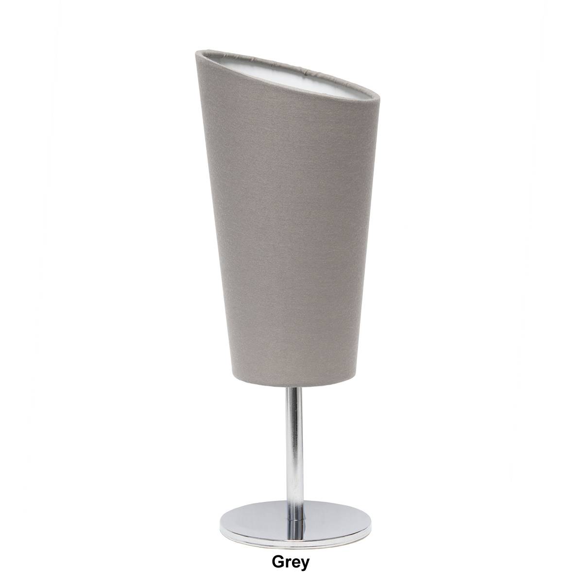 Simple Designs Mini Chrome Mini Table Lamp W/Angled Fabric Shade