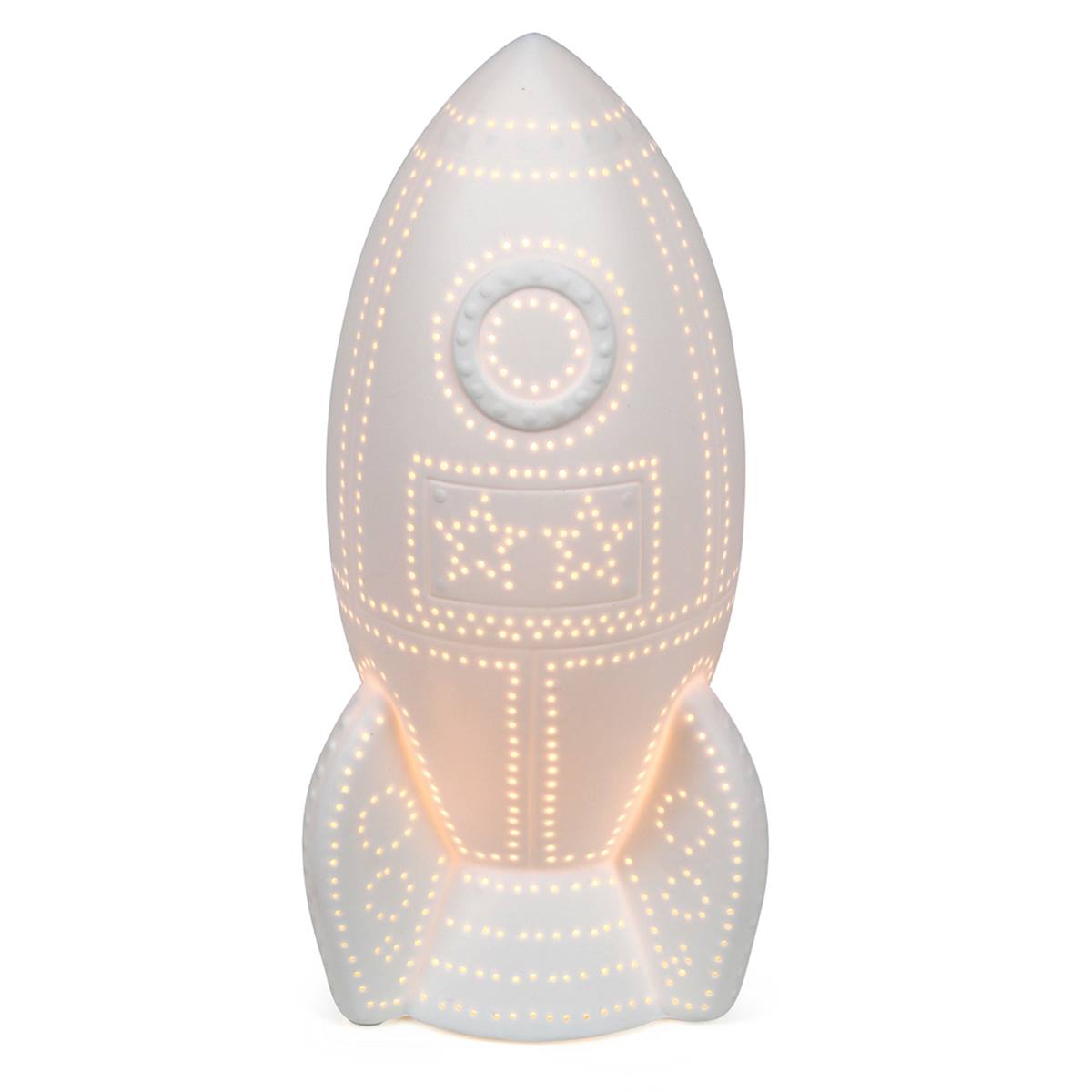 Simple Designs Animal Love Porcelain Rocketship Table Lamp