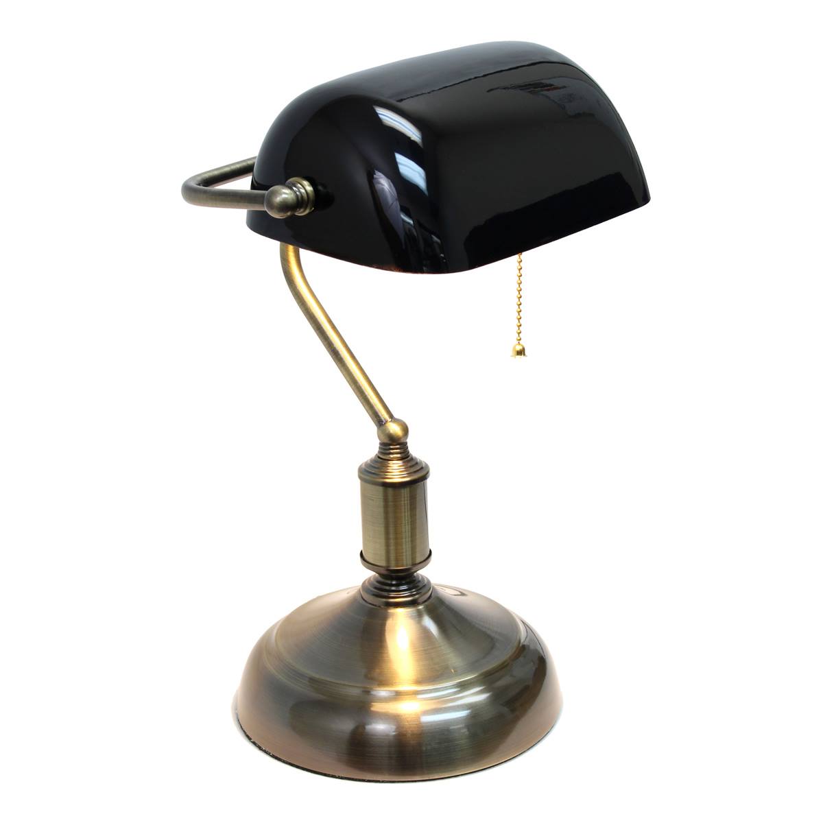 Simple Designs Executive Banker's Desk Lamp W/Glass Shade