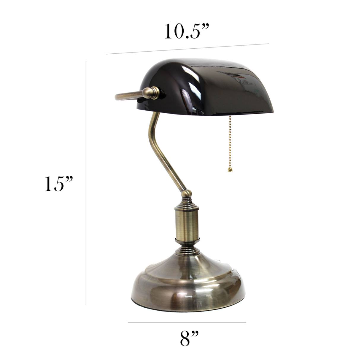 Simple Designs Executive Banker's Desk Lamp W/Glass Shade