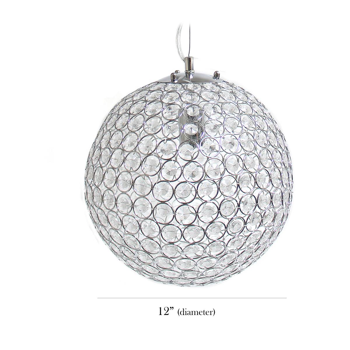 Elegant Designs Elipse Crystal 12 In. Sphere Pendant Light