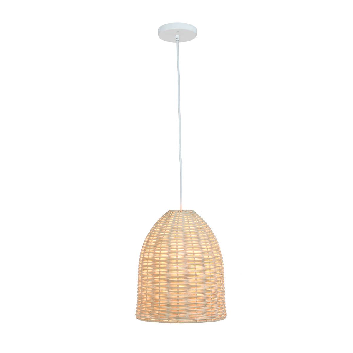 Elegant Designs Coastal Elongated Dome Rattan Pendant Light