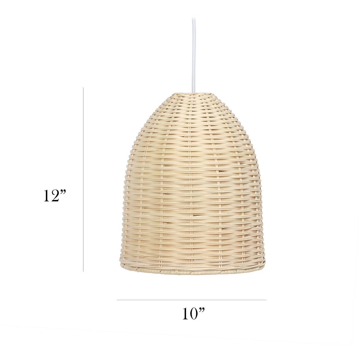 Elegant Designs Coastal Elongated Dome Rattan Pendant Light