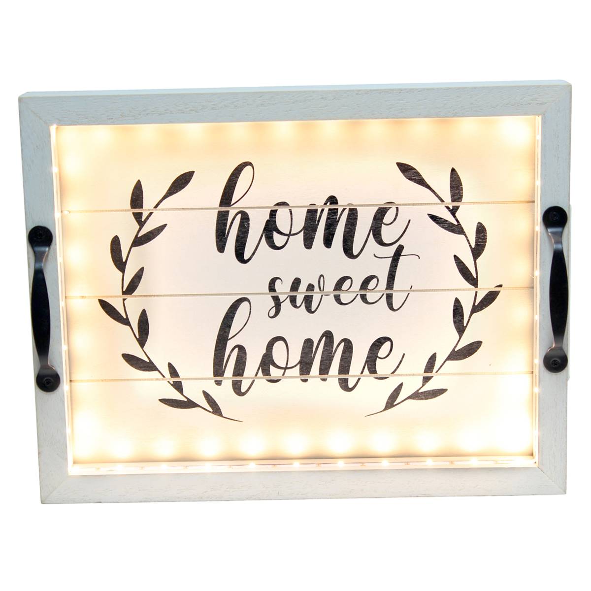 Elegant Designs Salento Farmhouse Decor LED Wooden Serving Tray