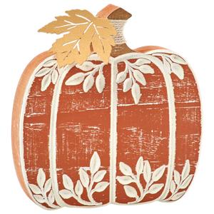 White Leaf Orange Tabletop Pumpkin Small