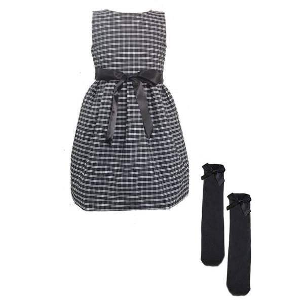 Girls Mi Amore Gigi Plaid Dress & Sock Set
