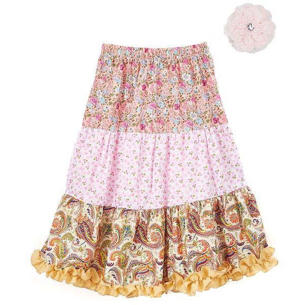 Girls Mi Amore Gigi Peasant Skirt & Flower Hair Accessory