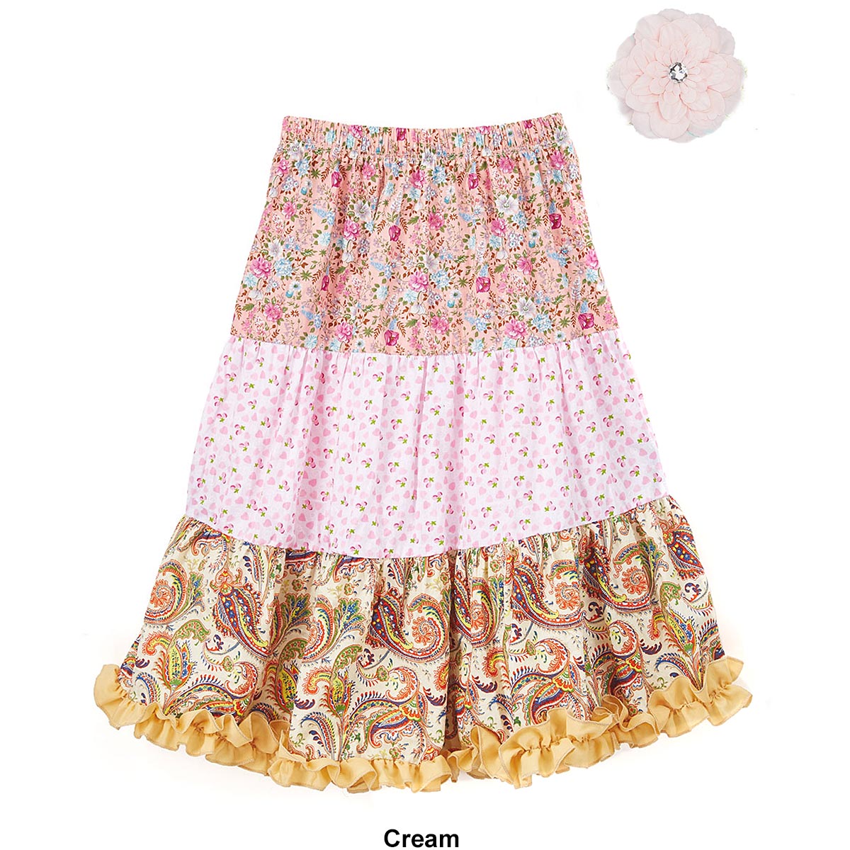 Girls Mi Amore Gigi Peasant Skirt & Flower Hair Accessory