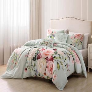 Bebejan(R) Rose on Misty Green 5pc. Reversible Comforter Set