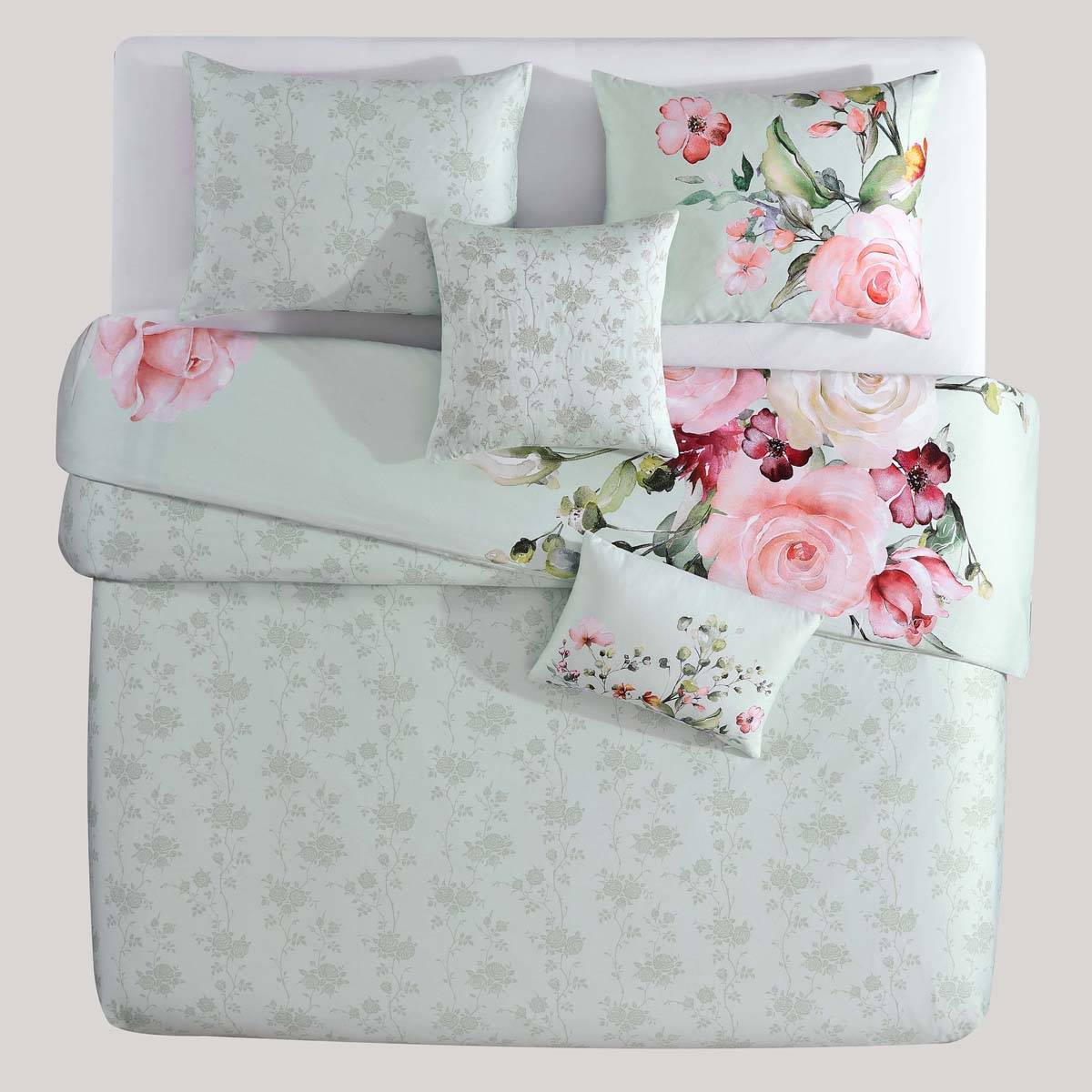 Bebejan(R) Rose On Misty Green 5pc. Reversible Comforter Set