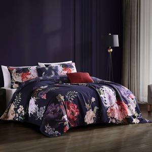 Bebejan(R) Deep Purple Garden Cotton 5pc. Reversible Comforter Set