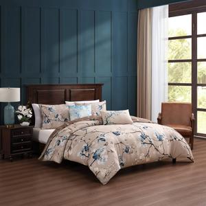 Bebejan(R) Blue Blossom Cotton 5pc. Reversible Comforter Set