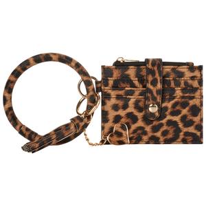Womens DS Fashion Ring Loop Wristlet w/ Tassel & Charm - Leopard alternate view