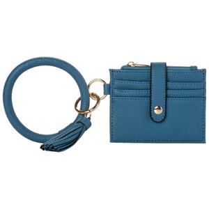 DS Fashion Ring Loop Card Holder Solid Wristlet with Tassel