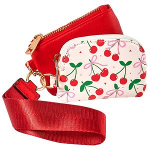 Womens DS Fashion 2pc. Cherry Card Case with Solid Wristlet