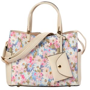 DS Fashion Triple Compartment Floral Satchel with Card Case alternate view