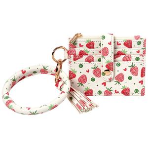 Womens DS Fashion Strawberry Ring Loop Card Holder Wristlet