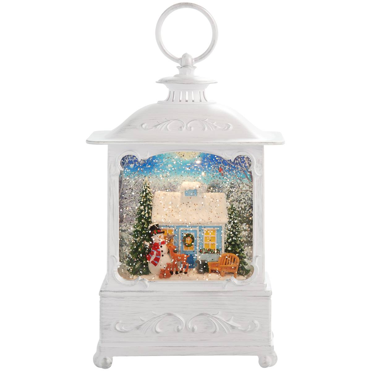 Glitter Garden Snowman Lantern W/ Timer