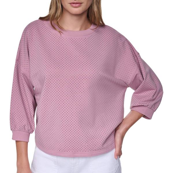 Womens DKNY Jeans 3/4 Sleeve All Over Rhinestone Sweater