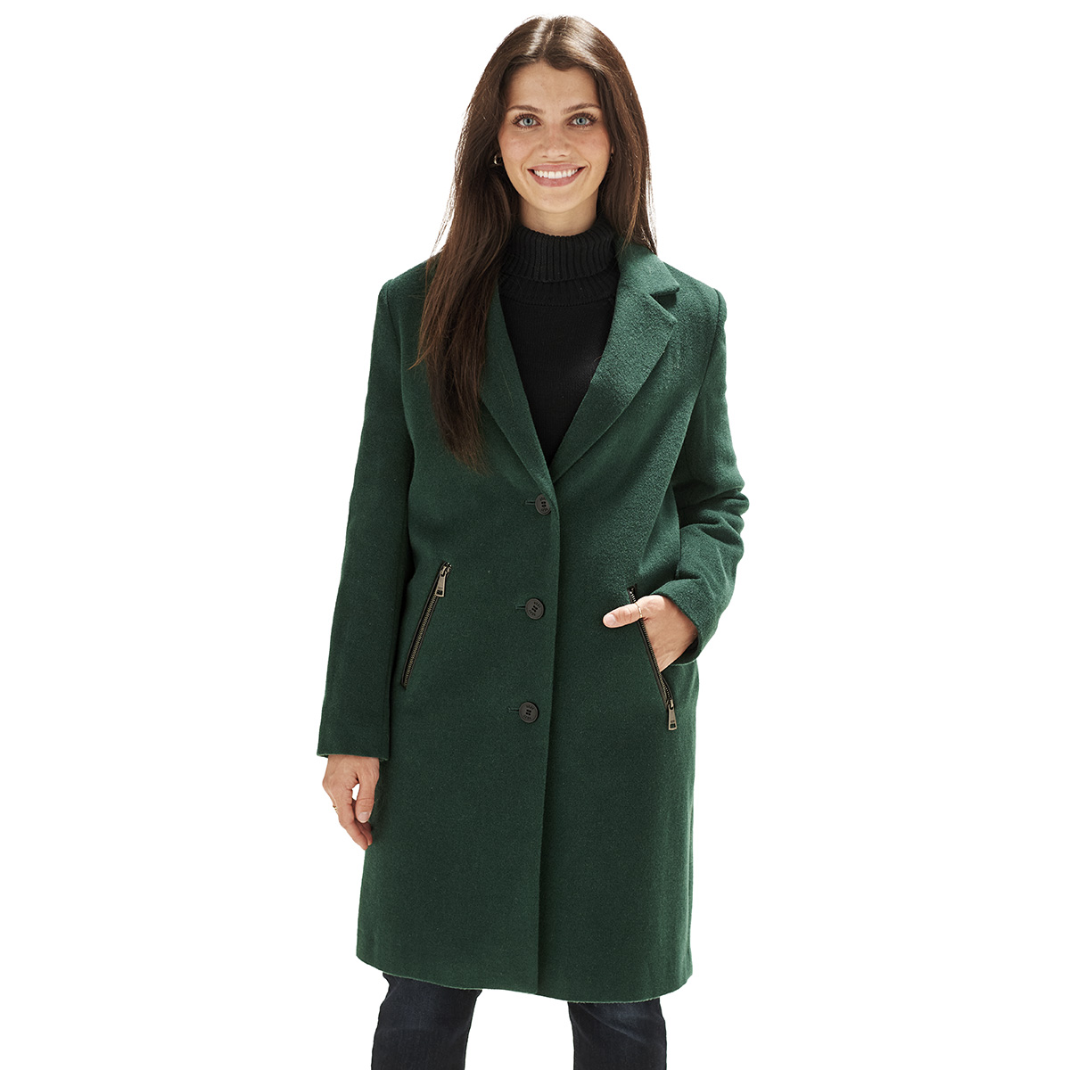 Womens DKNY Single Breasted Wool Coat