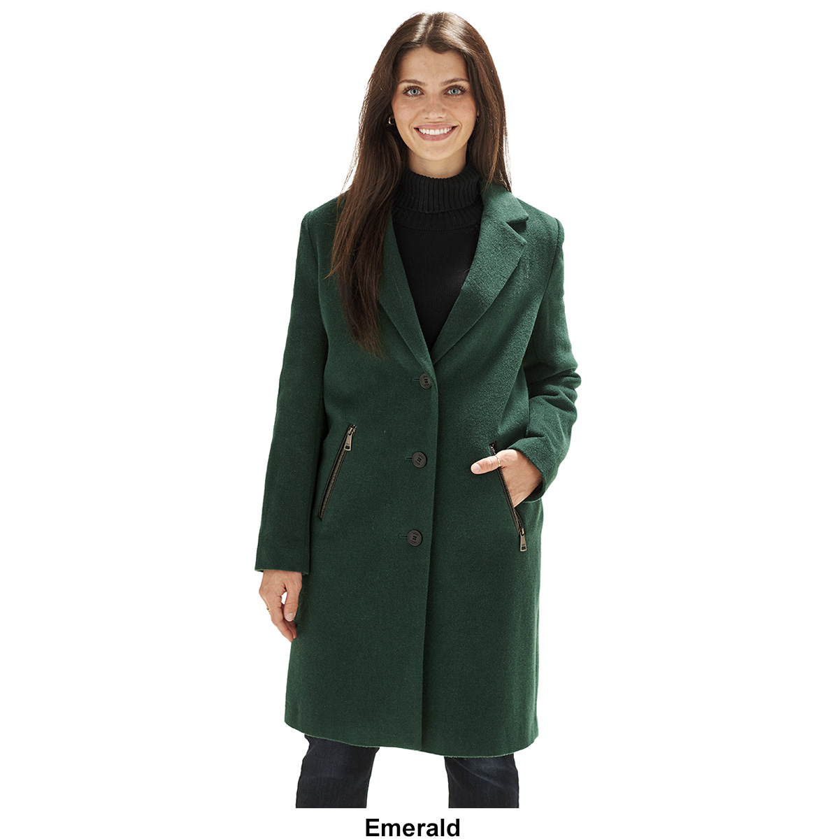 Womens DKNY Single Breasted Wool Coat