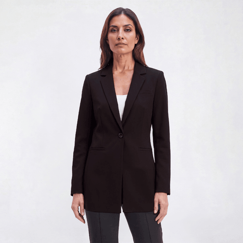 Womens DKNY Long Sleeve Solid One Button Notched Collar Blazer