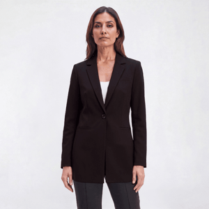 Womens DKNY Long Sleeve Solid One Button Notched Collar Blazer