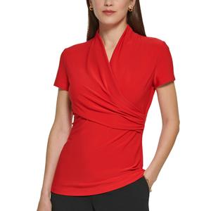 Womens DKNY Short Sleeve Wrap Front Side Blouse alternate view