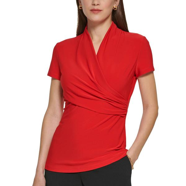 Womens DKNY Short Sleeve Wrap Front Side Blouse alternate view