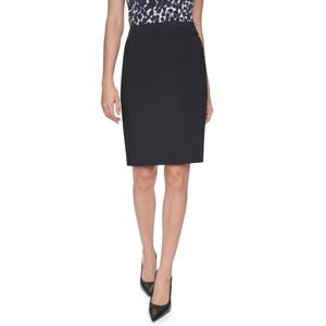 Womens DKNY Solid Pull On Slim Zip Back Pencil Skirt - Black