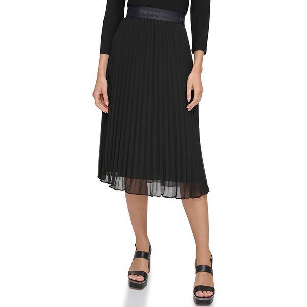 Womens DKNY Pull-On Pleated Midi Skirt