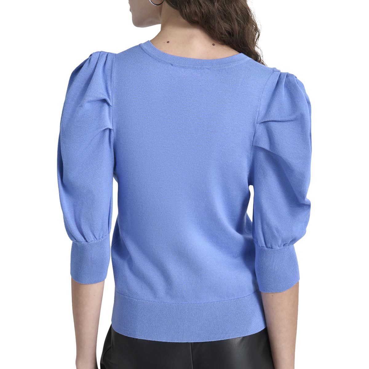 Womens DKNY Puff Elbow Sleeve V-Neck Sweater