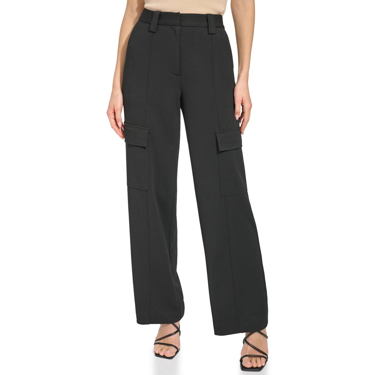 Womens DKNY Straight Leg Scuba Crepe Cargo Pants