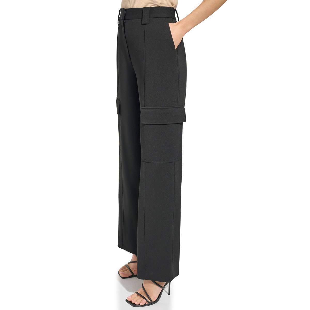 Womens DKNY Straight Leg Scuba Crepe Cargo Pants