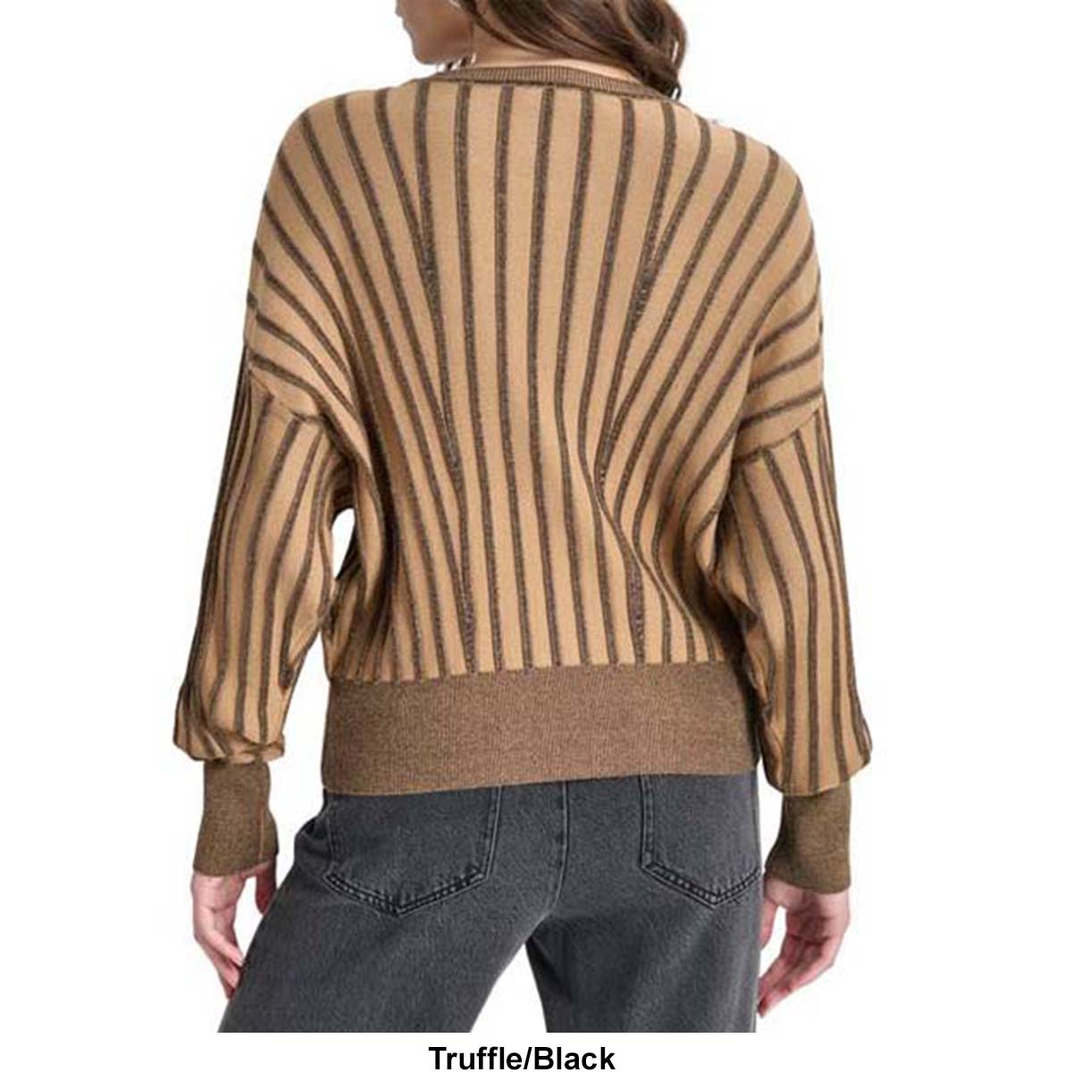 Womens DKNY Long Sleeve Tonal Transfers Stripe Stitch Sweater