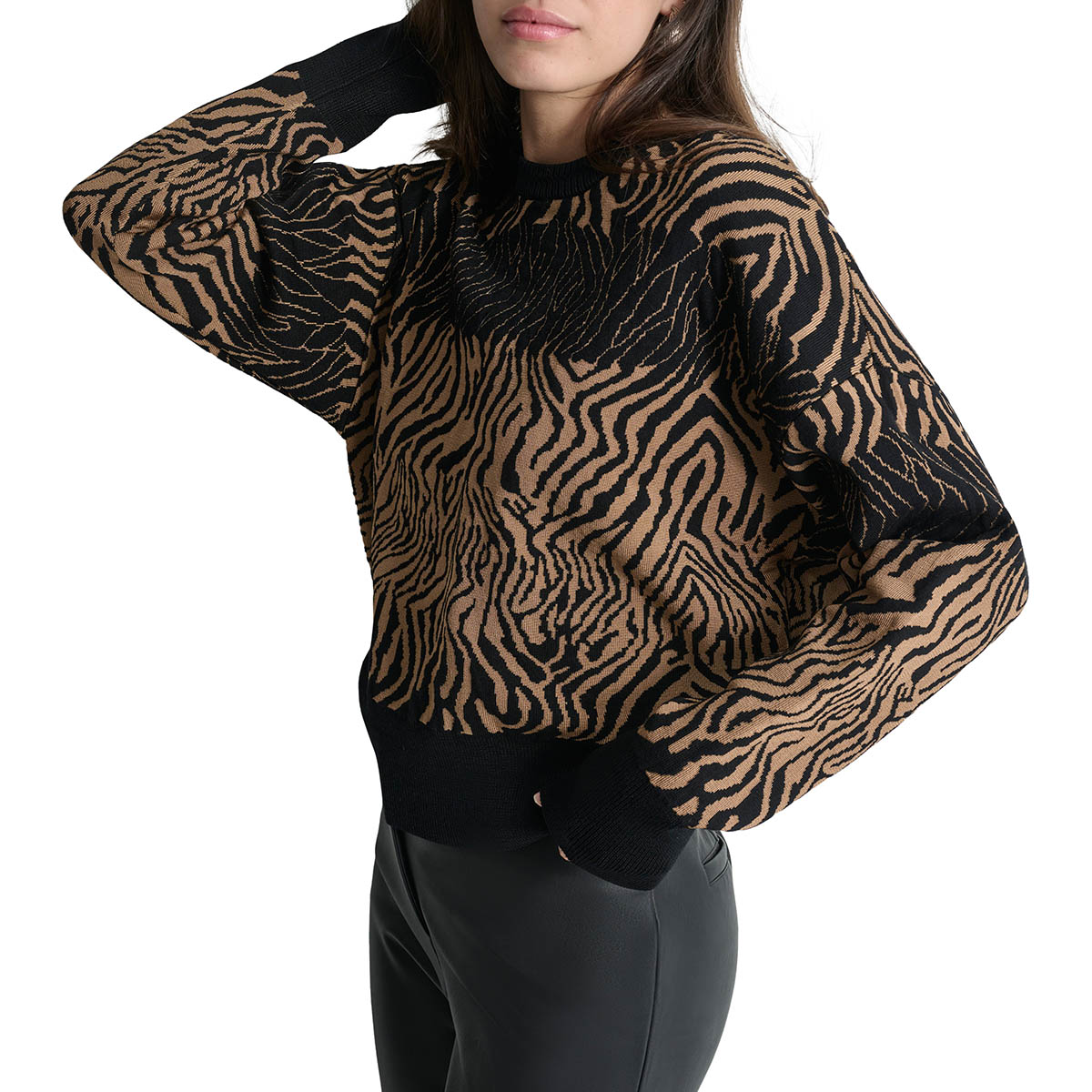 Womens DNKY Long Sleeve Tiger Pullover Sweater